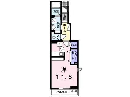 グランデ・プリムラB(ワンルーム/1階)の間取り写真