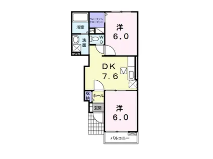 アンジュ・コリーヌ(2DK/1階)の間取り写真