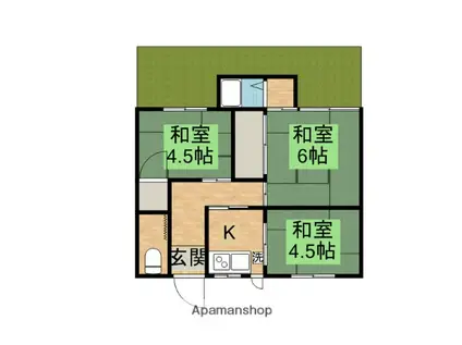 伊予鉄道環状線 萱町6丁目駅 徒歩9分 1階建 築41年(3K)の間取り写真