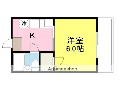 フラット・ペア(ワンルーム/1階)の間取り写真