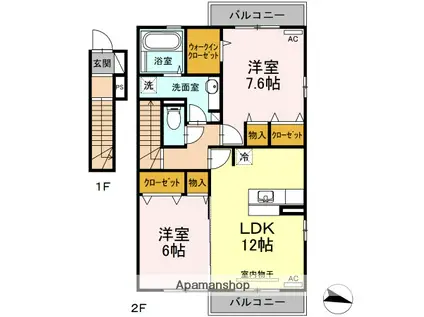 D-ROOM清住Ⅱ(2LDK/2階)の間取り写真
