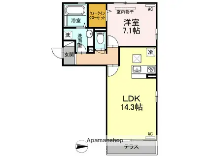 D-ROOM安城寺(1LDK/1階)の間取り写真