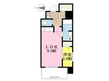 アステリア萱町(1LDK/10階)の間取り写真