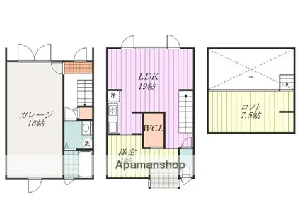 MS GARAGE イースト(1LDK/1階)の間取り写真