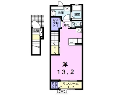 シャンド・フルール Y(ワンルーム/2階)の間取り写真