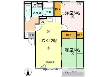 セジュール西余戸 A棟(2LDK/2階)の間取り写真