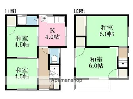 愛媛県松山市 2階建 築44年(4K)の間取り写真