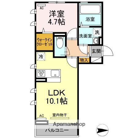 カトレアⅢ(1LDK/2階)の間取り写真