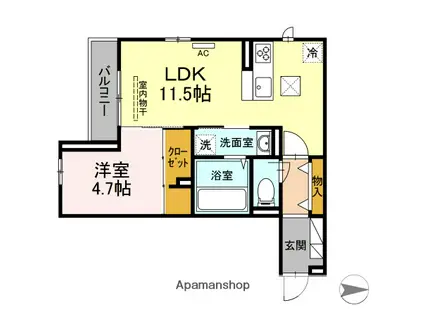 フェリエⅣ(1LDK/1階)の間取り写真