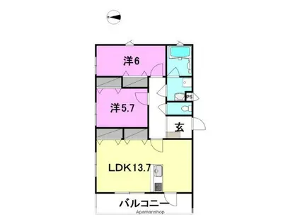 リヴェールマノワール(2LDK/5階)の間取り写真