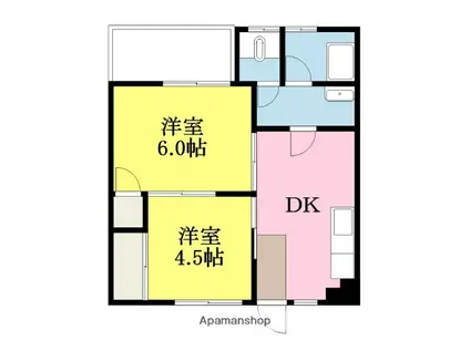 祝谷ビル(2DK/4階)の間取り写真