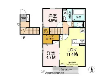 コンフォートM(2LDK/2階)の間取り写真