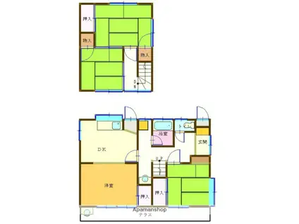 伊予鉄道郡中線 余戸駅 徒歩9分 2階建 築51年(4DK)の間取り写真