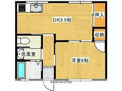 ハイツ山西3(1LDK/2階)の間取り写真