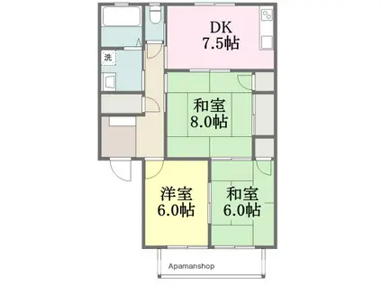 フレグランス徳丸B棟(3DK/2階)の間取り写真