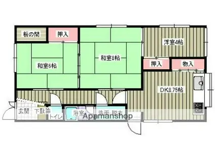 伊予鉄道高浜線 三津駅 徒歩8分 1階建 築33年(3DK)の間取り写真