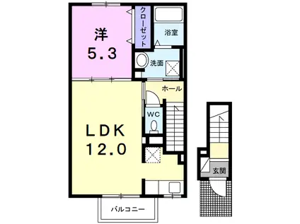 レジデンスT・ノース(1LDK/2階)の間取り写真