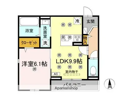 グレイス北持田(1LDK/3階)の間取り写真