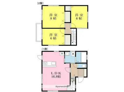 伊予鉄道高浜線 山西駅 徒歩5分 2階建 築13年(3LDK)の間取り写真
