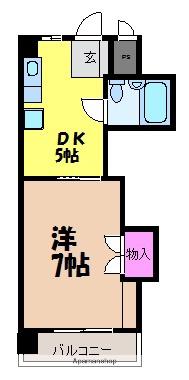タイガーズマンション麻生(1DK/5階)の間取り写真