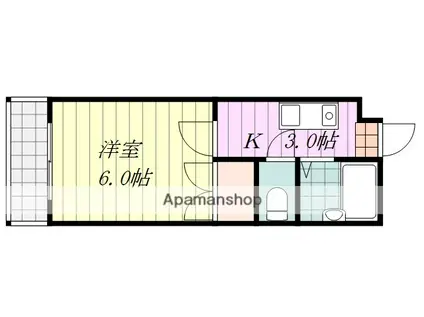 オックスフォードサーカス山越(1K/2階)の間取り写真