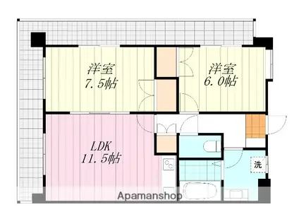 UTARA HOUSE(2LDK/5階)の間取り写真