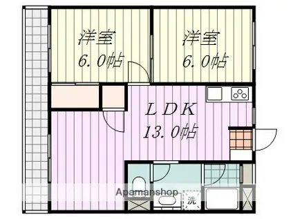ライブタウン美沢(2LDK/6階)の間取り写真