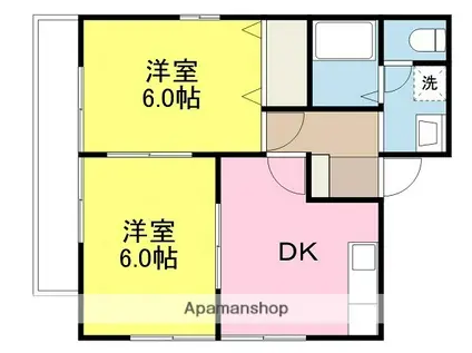 宝来ハイツⅡ(2DK/2階)の間取り写真