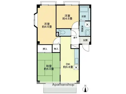 フォブール大森(3DK/2階)の間取り写真