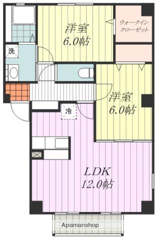 ハピネステイツMRM(2LDK/2階)の間取り写真