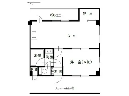 第6ミサワハウス(1LDK/4階)の間取り写真