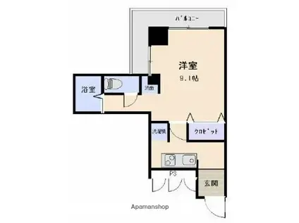 いよてつロフティ上一万(1K/11階)の間取り写真