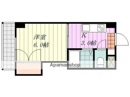 ジョイフル第一山越(1K/4階)の間取り写真