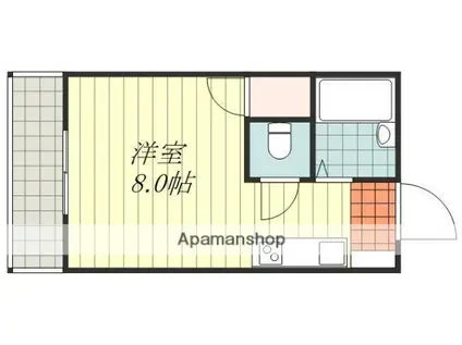 グリーンハイツ石手(1K/3階)の間取り写真