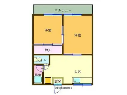 コーポ光(2DK/2階)の間取り写真