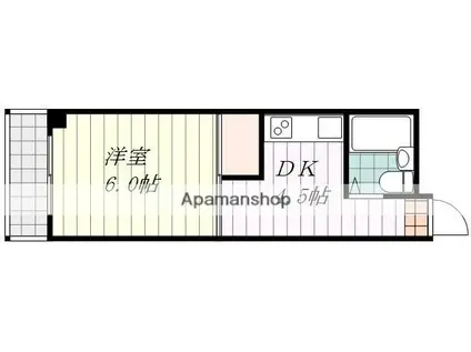 カーサ越智(1DK/3階)の間取り写真