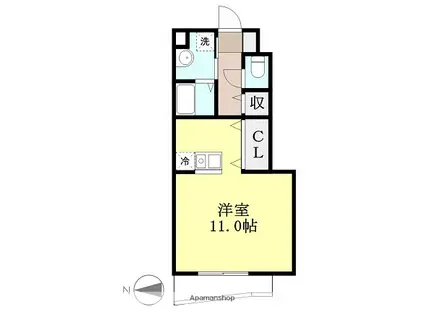 グランデ・ピアッツァ(ワンルーム/1階)の間取り写真