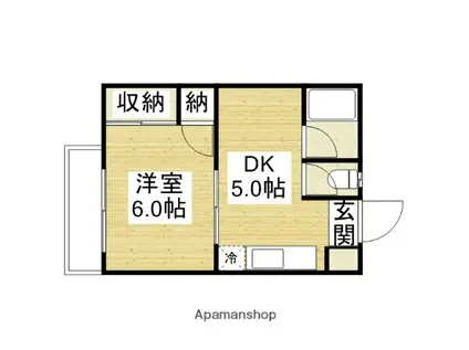 ニューリバーかやまち(1DK/1階)の間取り写真