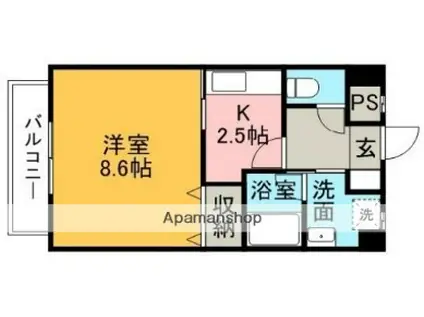 ロイヤルビラ南小坂(1K/9階)の間取り写真