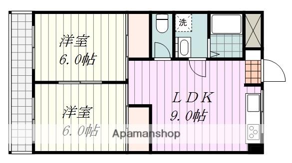 白石グランドハイツ(2LDK/4階)の間取り写真