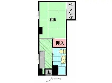 大手町二宮ハイツ(1K/4階)の間取り写真