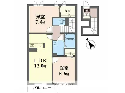 レジデンスTAKAO(2LDK/2階)の間取り写真