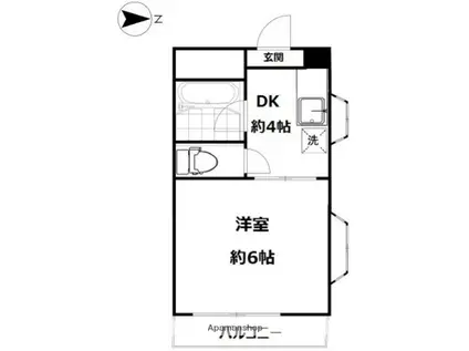 KBコート竹原(ワンルーム/2階)の間取り写真