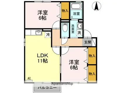 メルベーユ(2LDK/2階)の間取り写真