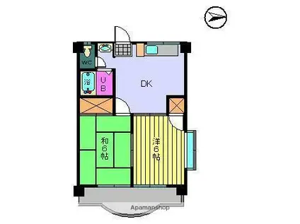 KYフラット(2DK/3階)の間取り写真