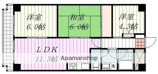 チュリス松山(3LDK/1階)の間取り写真