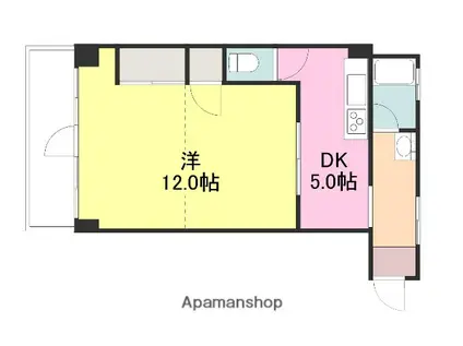 モーゼルビル(1DK/4階)の間取り写真