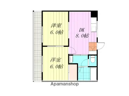 ヴィラ・アンソレイエ朝生田(2LDK/3階)の間取り写真