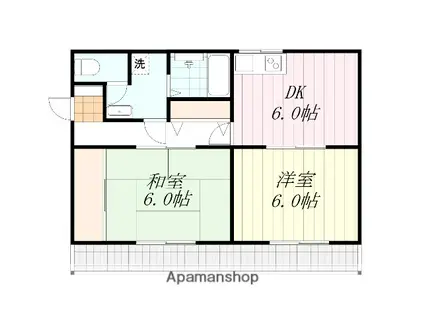 コーポ雅(2DK/4階)の間取り写真