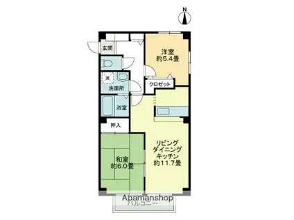 フォブール花(2LDK/2階)の間取り写真